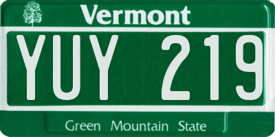 VT license plate YUY219