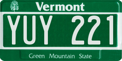 VT license plate YUY221