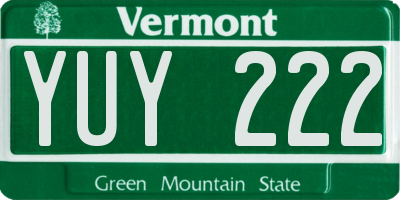 VT license plate YUY222