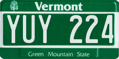 VT license plate YUY224