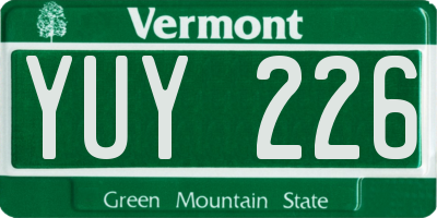 VT license plate YUY226