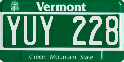 VT license plate YUY228