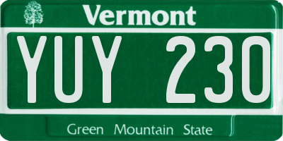 VT license plate YUY230