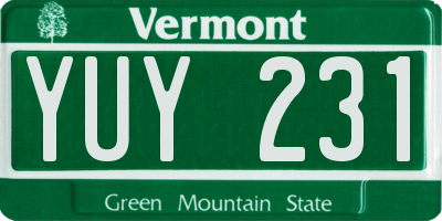 VT license plate YUY231