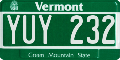 VT license plate YUY232