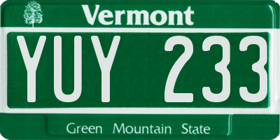 VT license plate YUY233