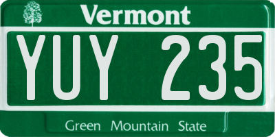 VT license plate YUY235