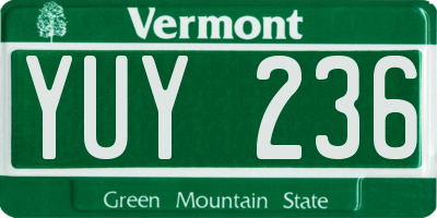 VT license plate YUY236