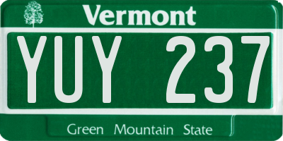 VT license plate YUY237