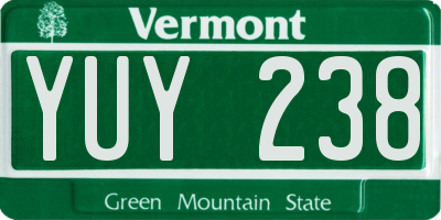 VT license plate YUY238