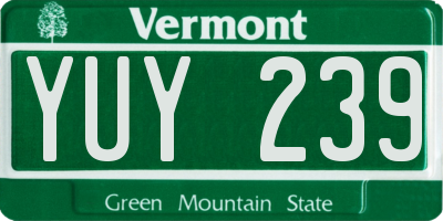 VT license plate YUY239
