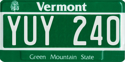 VT license plate YUY240