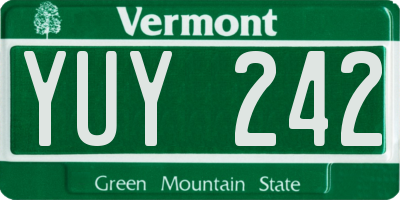VT license plate YUY242