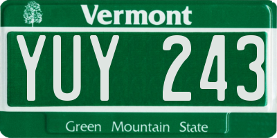 VT license plate YUY243