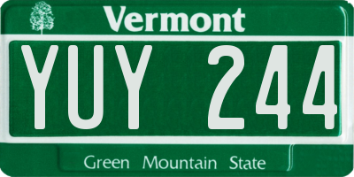 VT license plate YUY244