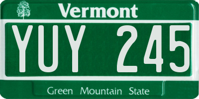 VT license plate YUY245