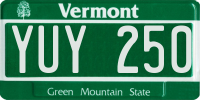 VT license plate YUY250