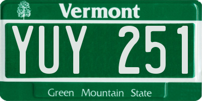 VT license plate YUY251