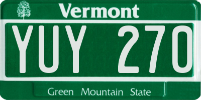 VT license plate YUY270