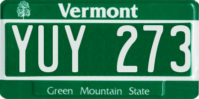 VT license plate YUY273