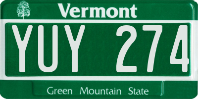 VT license plate YUY274