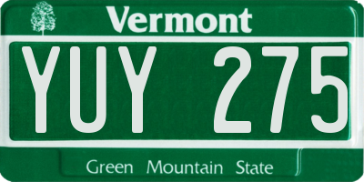 VT license plate YUY275