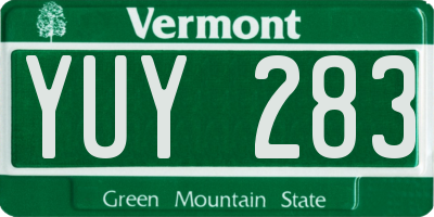 VT license plate YUY283