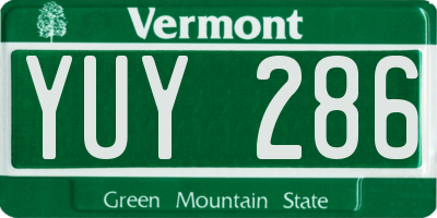 VT license plate YUY286
