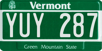 VT license plate YUY287