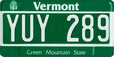 VT license plate YUY289