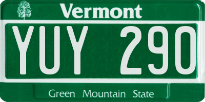 VT license plate YUY290