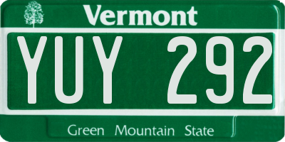 VT license plate YUY292