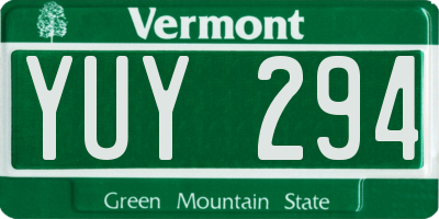VT license plate YUY294
