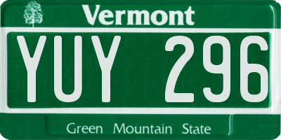 VT license plate YUY296