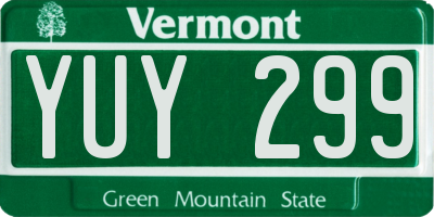 VT license plate YUY299