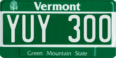 VT license plate YUY300