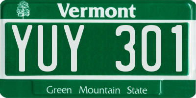 VT license plate YUY301