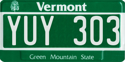 VT license plate YUY303
