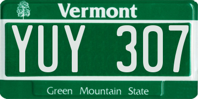 VT license plate YUY307