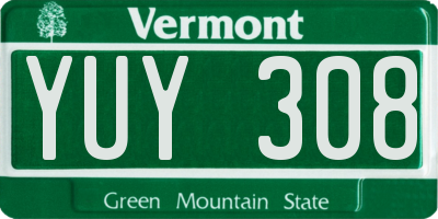 VT license plate YUY308