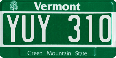 VT license plate YUY310