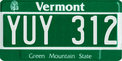 VT license plate YUY312