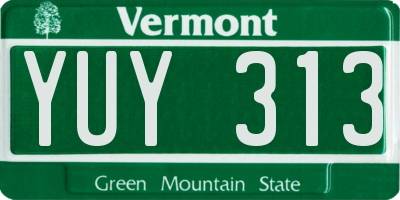 VT license plate YUY313