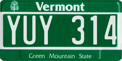 VT license plate YUY314