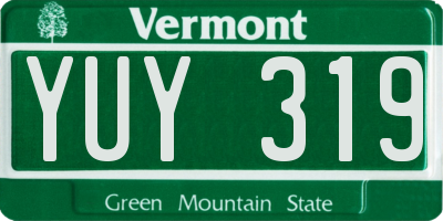 VT license plate YUY319