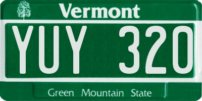 VT license plate YUY320