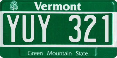 VT license plate YUY321