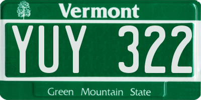 VT license plate YUY322