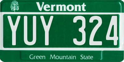 VT license plate YUY324