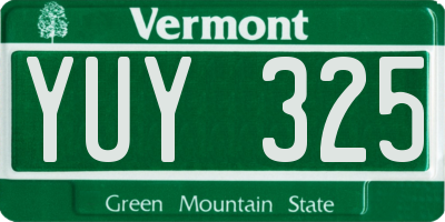 VT license plate YUY325